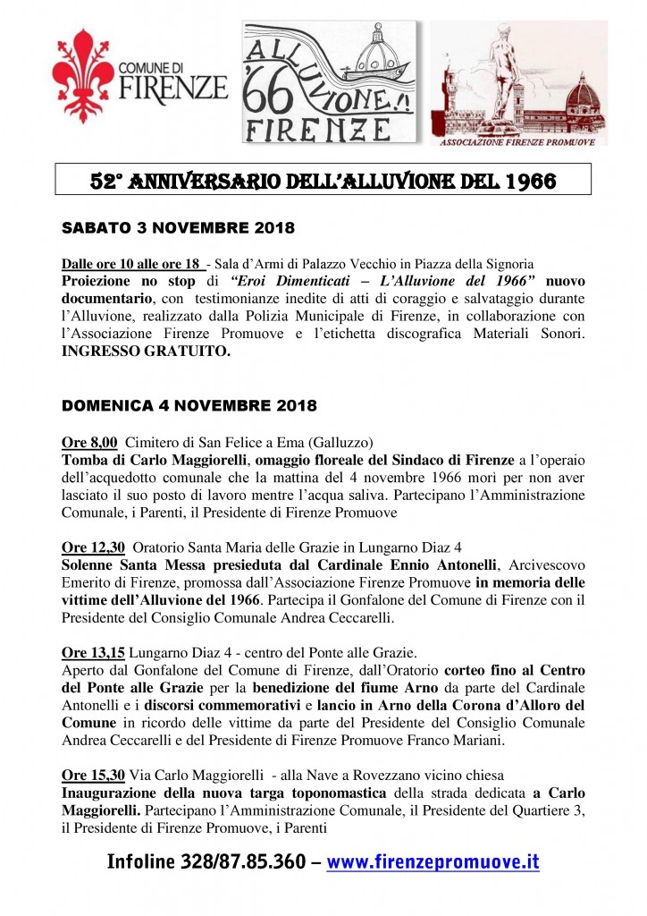 Programma cerimonie 52 Alluvione 1966 - 2018